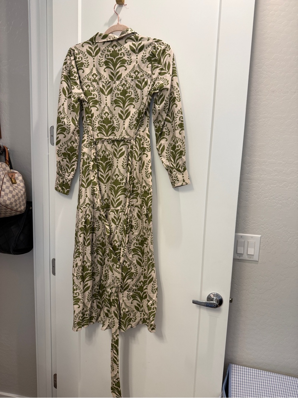 Long Sleeve Button-Front Midi Dress in Olive Floral Boden Ellie Cotton Maxi - Picture 2 of 3